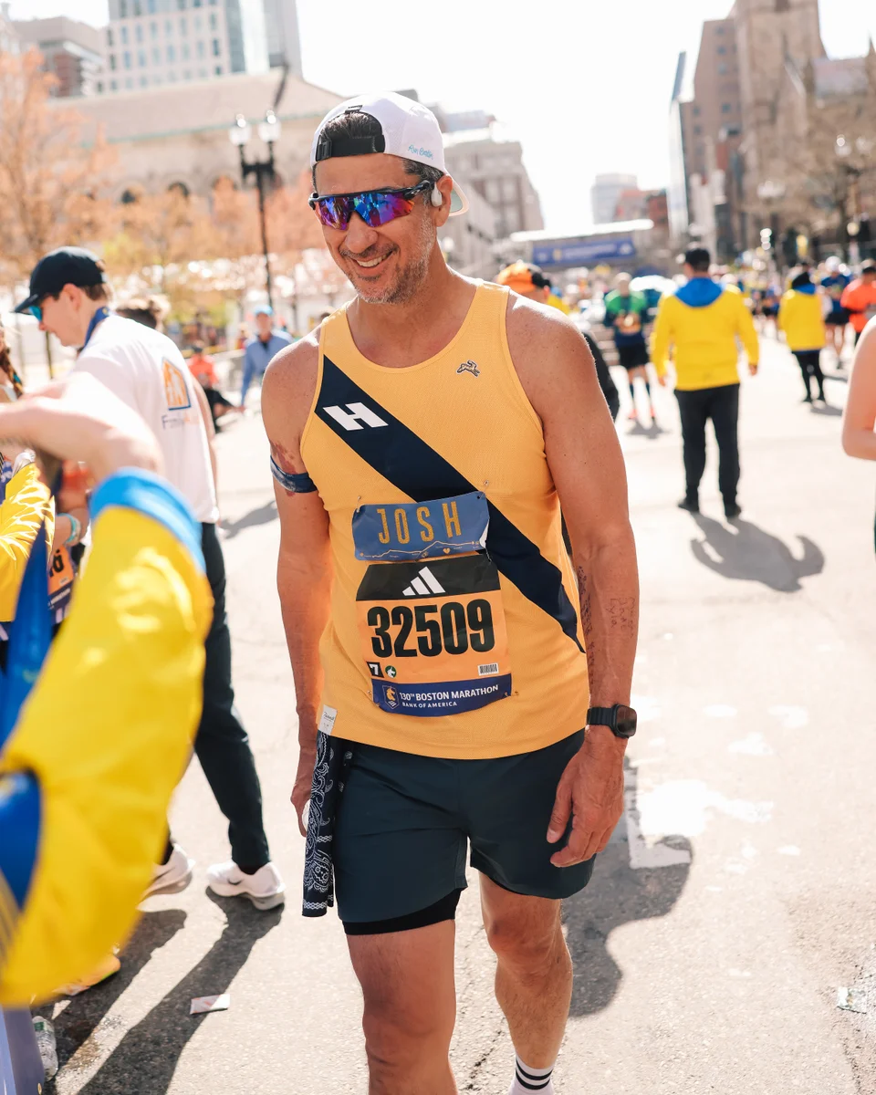Josh smiling after the Boston Marathon