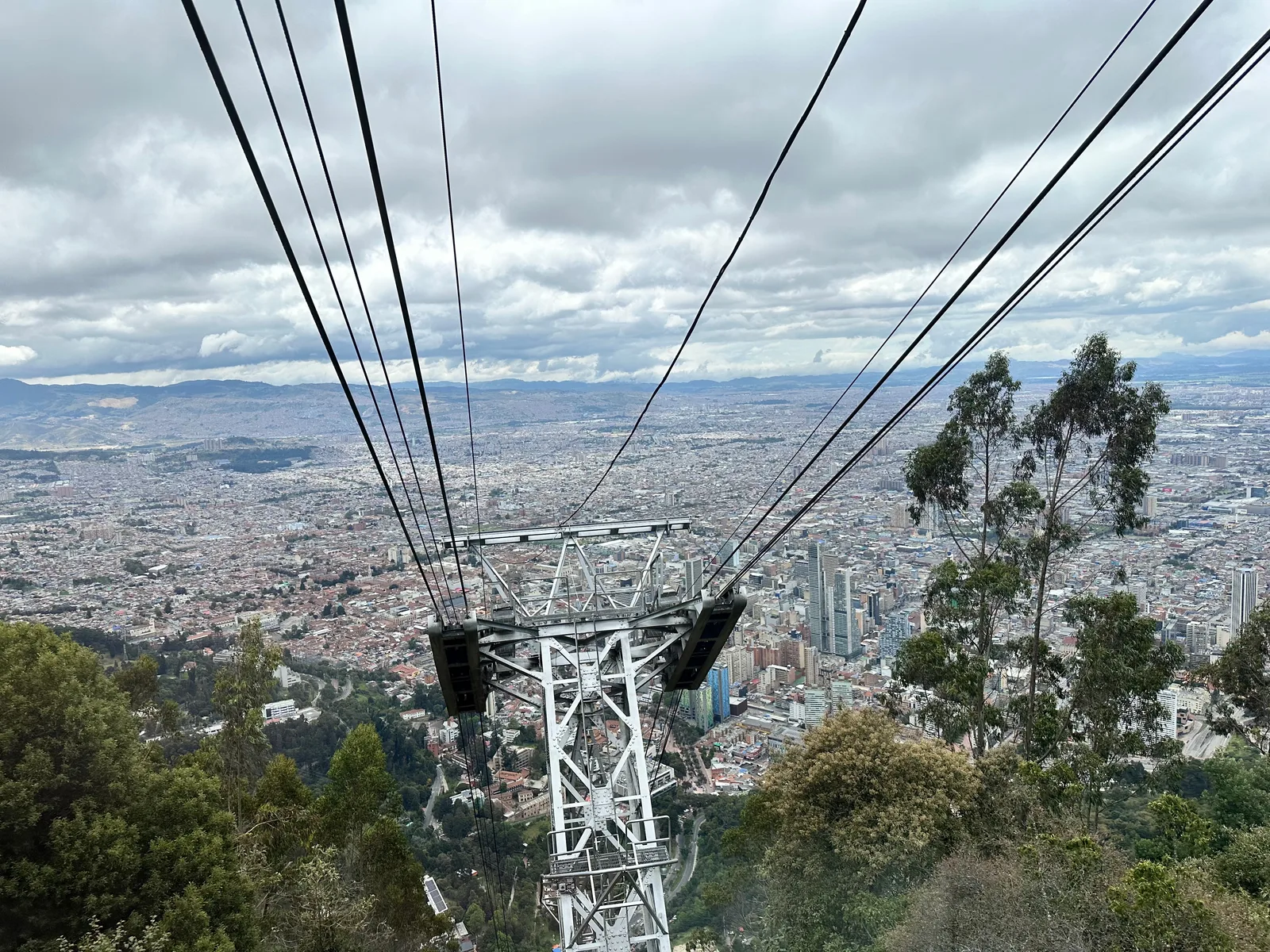 Cableway descending toward Bogotá