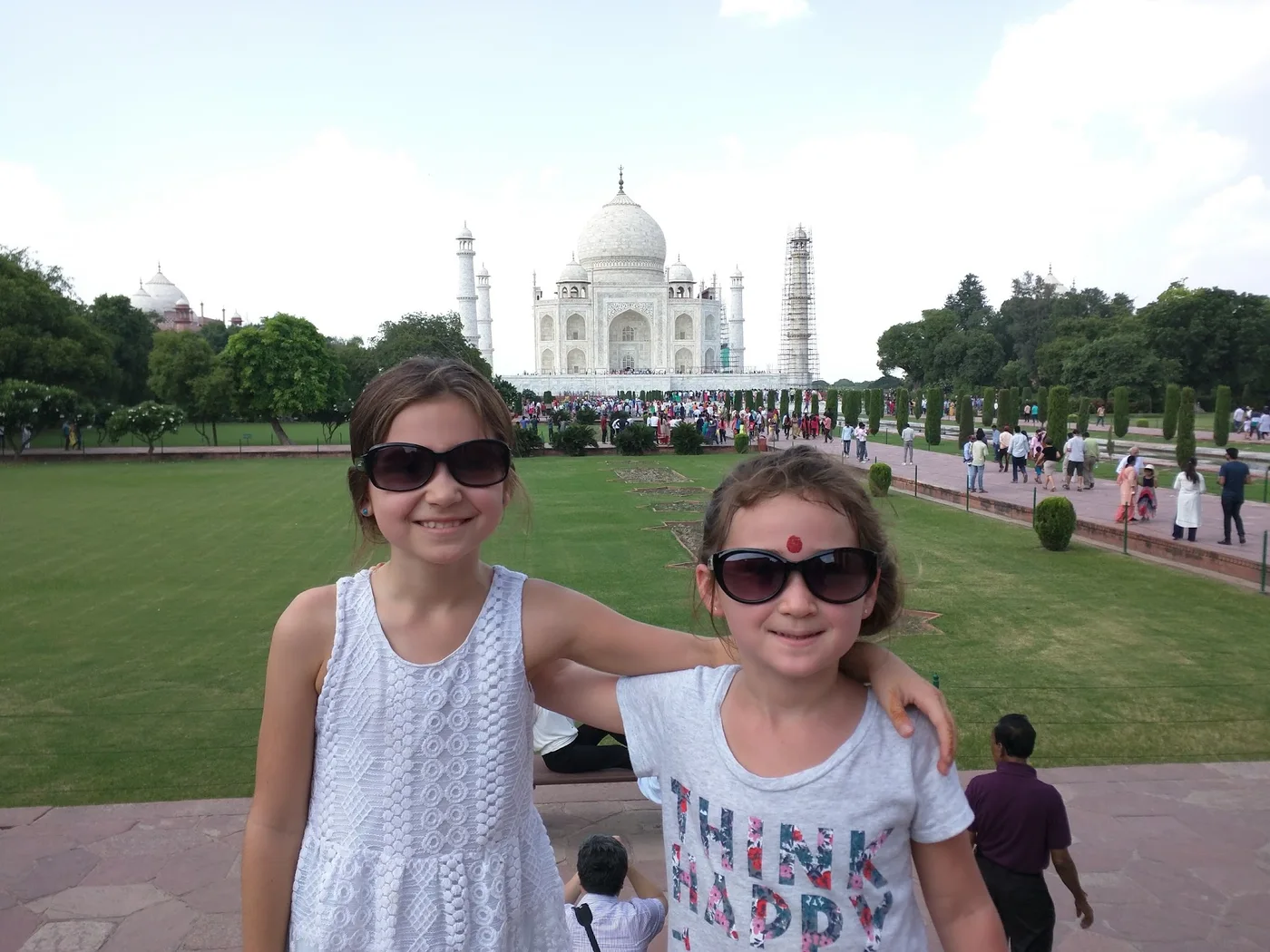 Two sisters in front of the Taj Mahal
