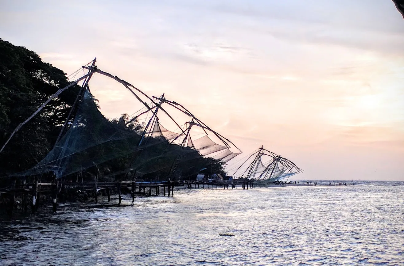 Fishing nets along the Kochi waterfront