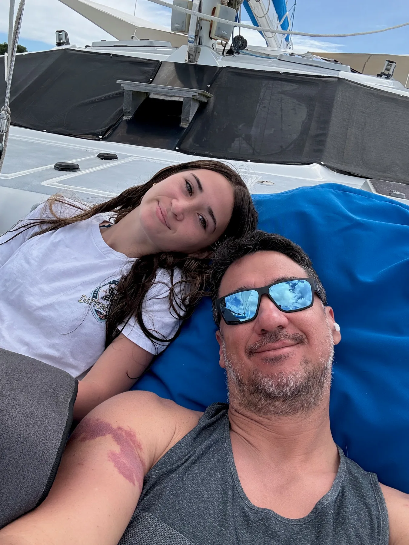 Josh and Lyla relaxing aboard the yacht