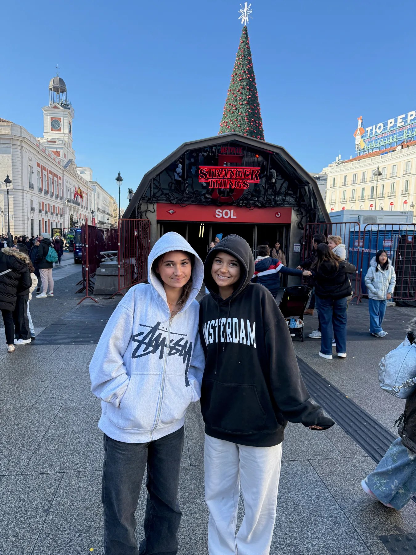 Lyla and Jade at Puerta del Sol in Madrid
