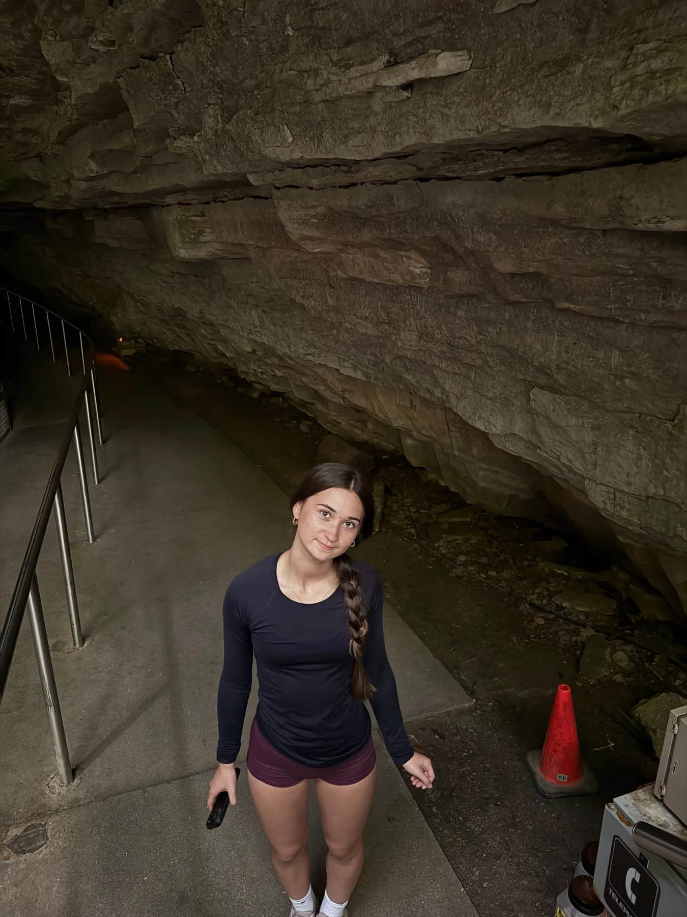 Lyla at the cave entrance in Mammoth Cave National Park