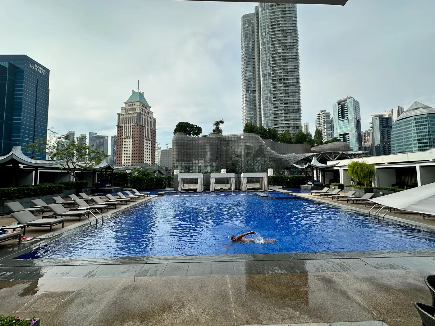 Pool and city skyline in Singapore