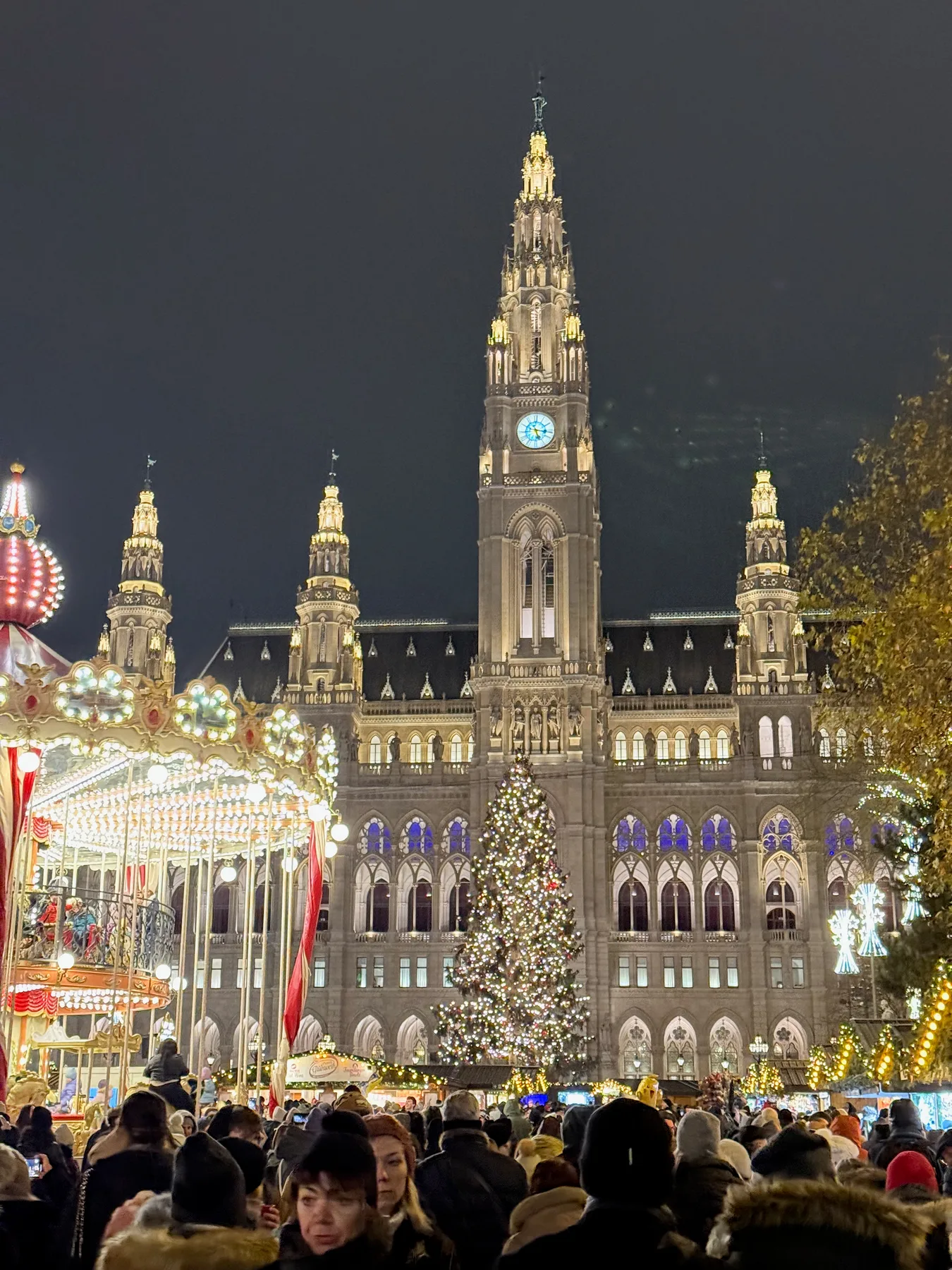 Christmas market lights in front of Vienna City Hall